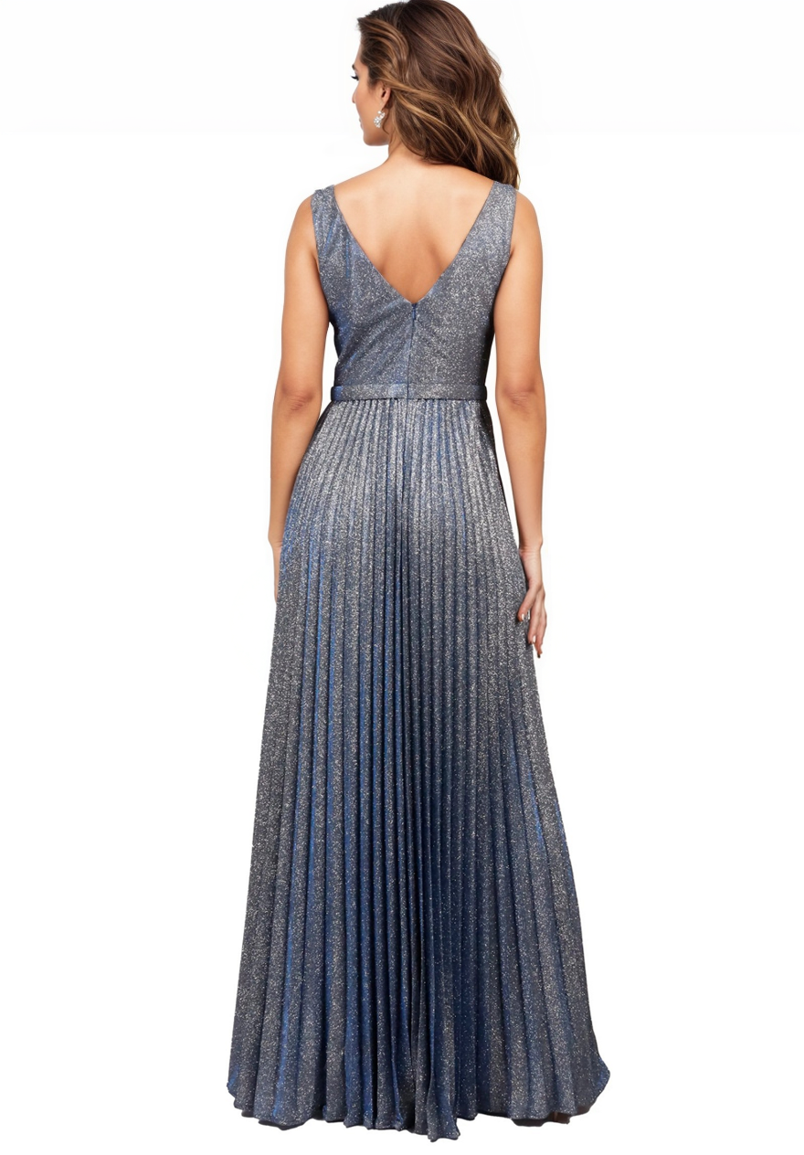 V Neck Pleated Evening Formal Gown Gown Rene Ruiz Collection