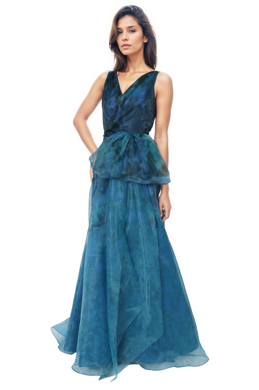 V-Neck Organza A-Line Gown Gown Rene Ruiz Collection