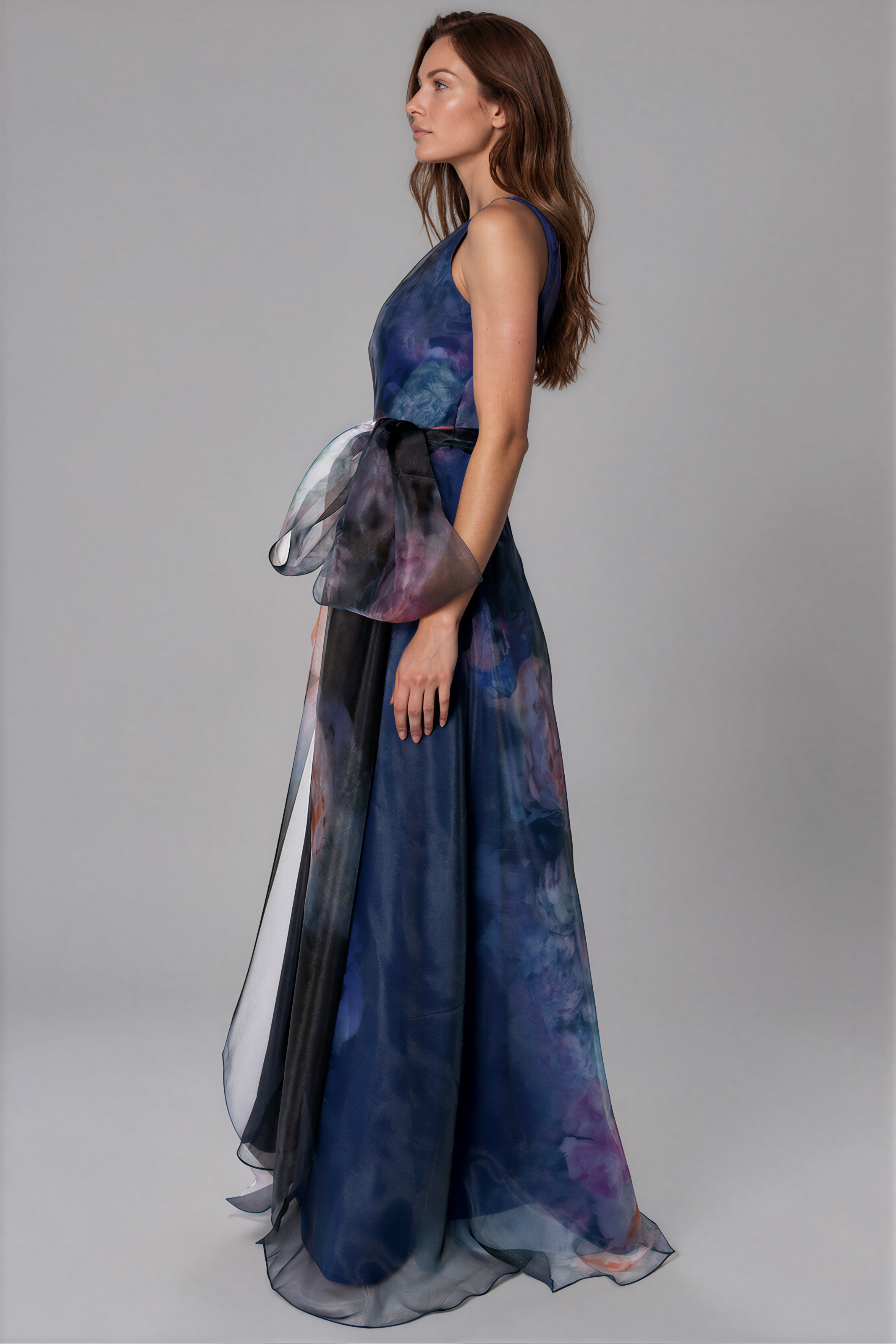 V-Neck Organza A-Line Gown Gown Rene Ruiz Collection