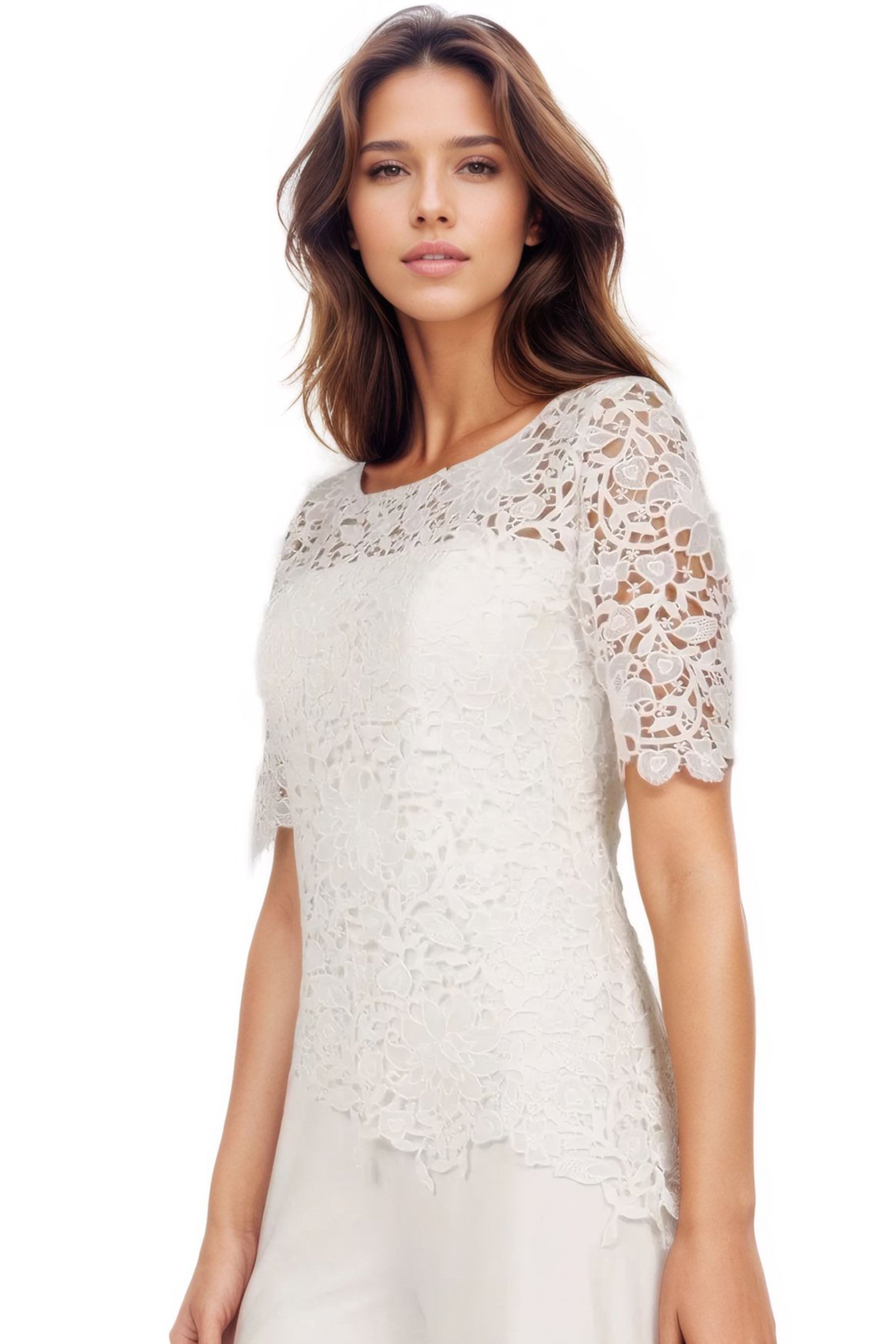 Short Sleeve Lace Jumpsuit Jumpsuit Rene Ruiz Collection