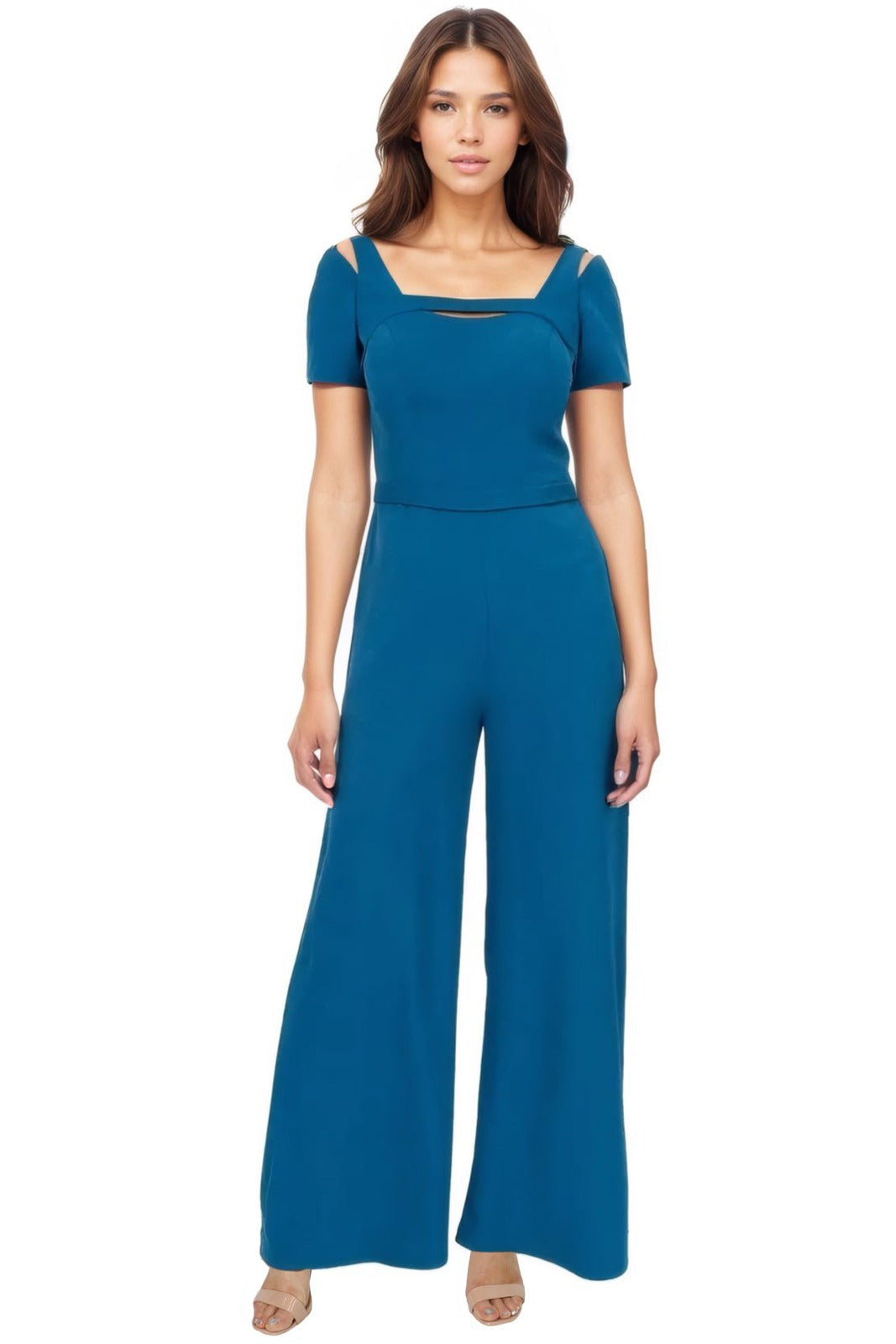 Short Sleeve Strap Jumpsuit Jumpsuit Rene Ruiz Collection 2 Teal