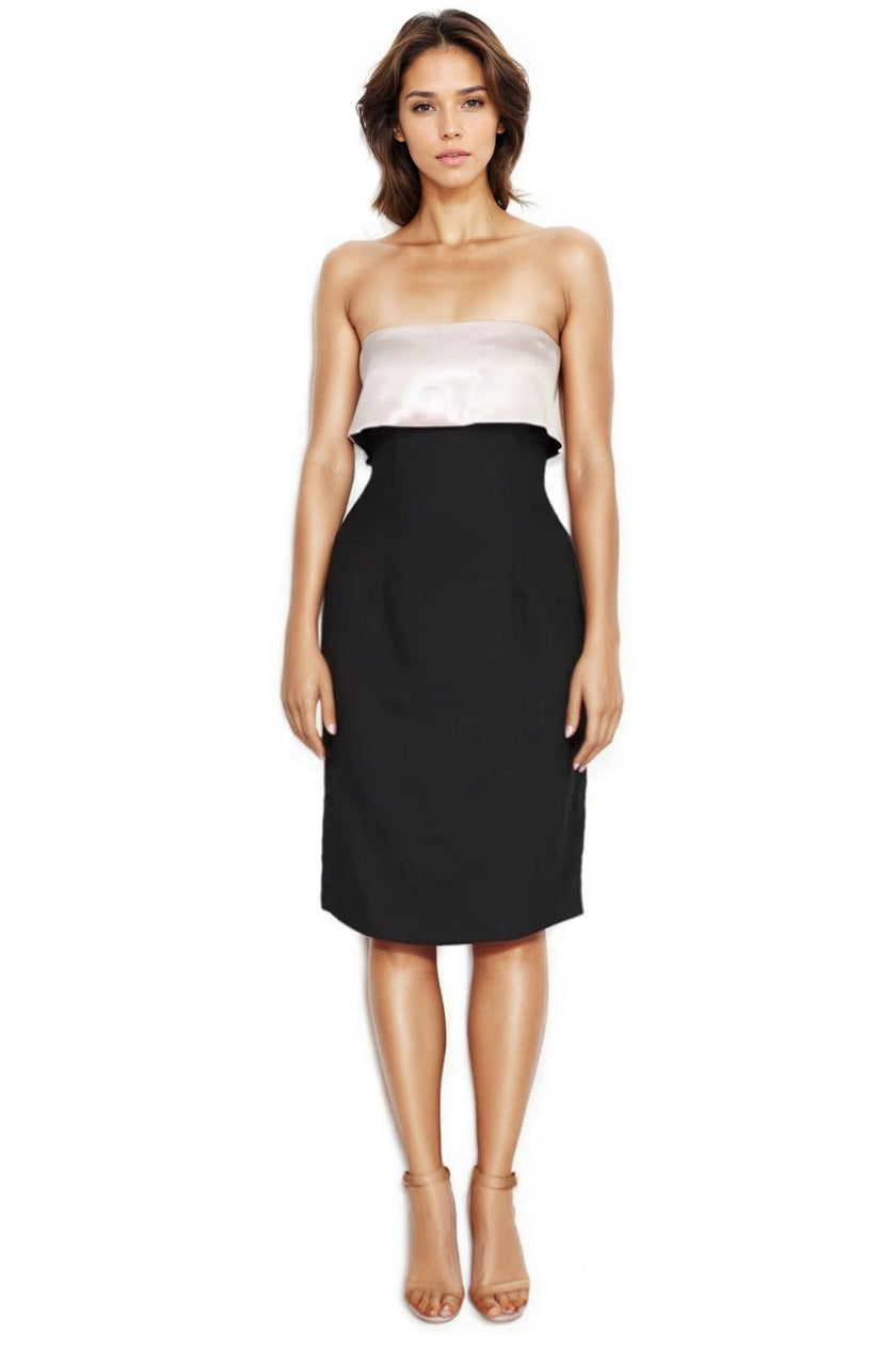 Strapless Satin Cocktail with Back Detail Cocktail Rene Ruiz Collection 2 Pink