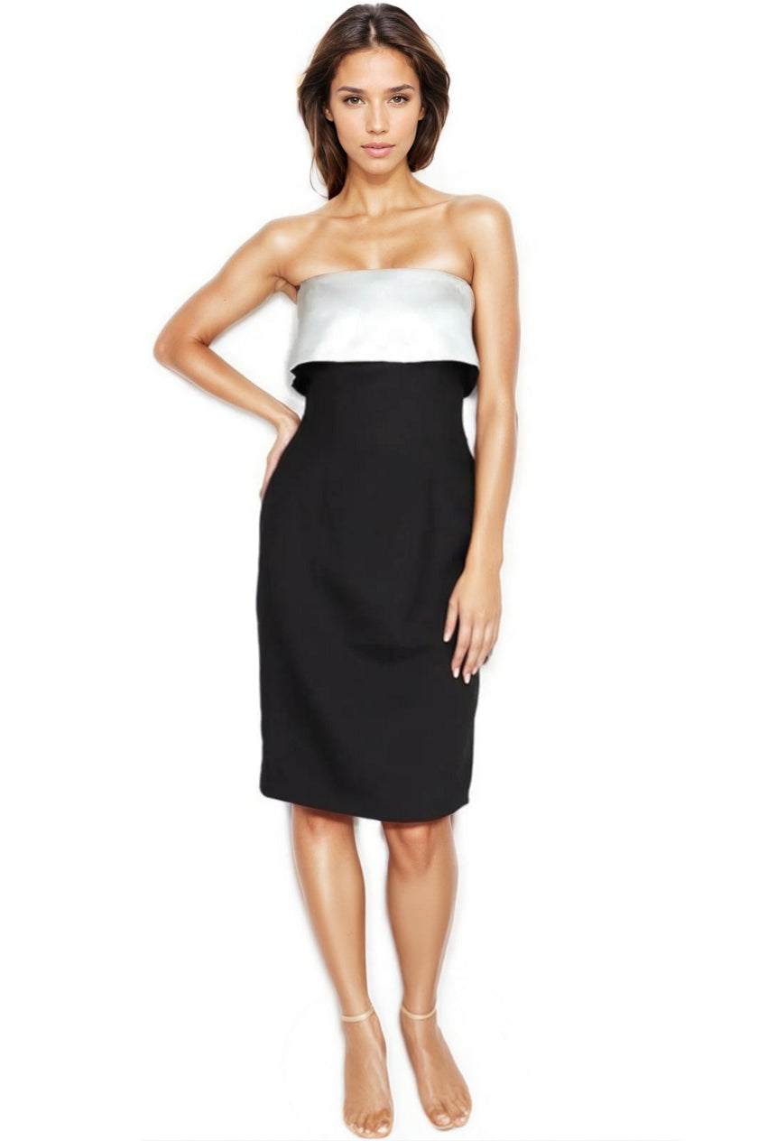 Strapless Satin Cocktail with Back Detail Cocktail Rene Ruiz Collection 2 White