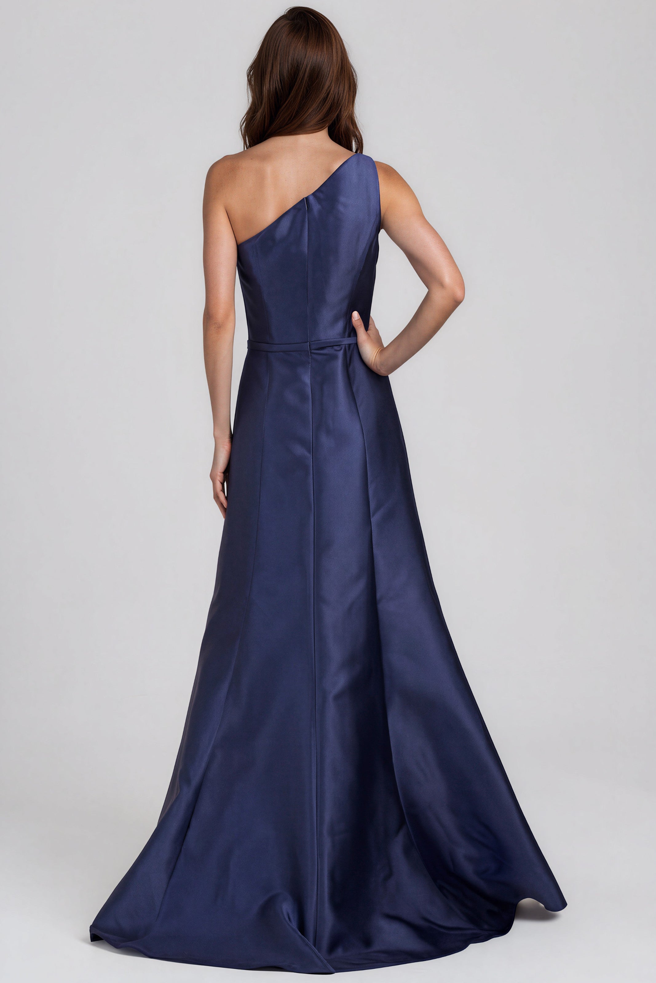 One Shoulder Floral Mikado A-Line Gown Gown Rene Ruiz Collection