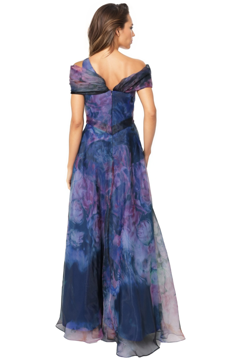Twisted Off-The-Shoulder Organza Gown Gown Rene Ruiz Collection