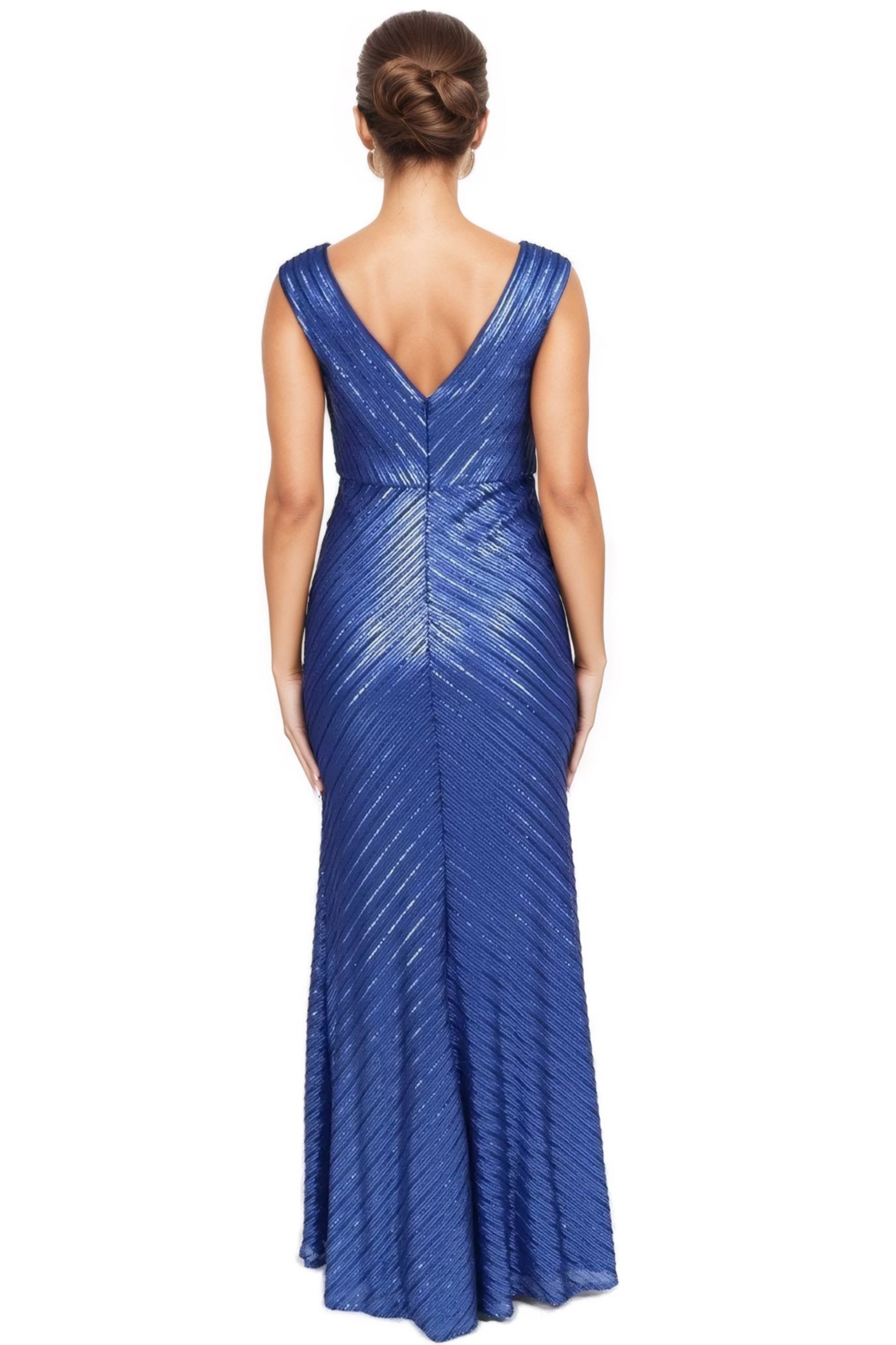 V-Neck Sequin Gown Gown Rene Ruiz Collection