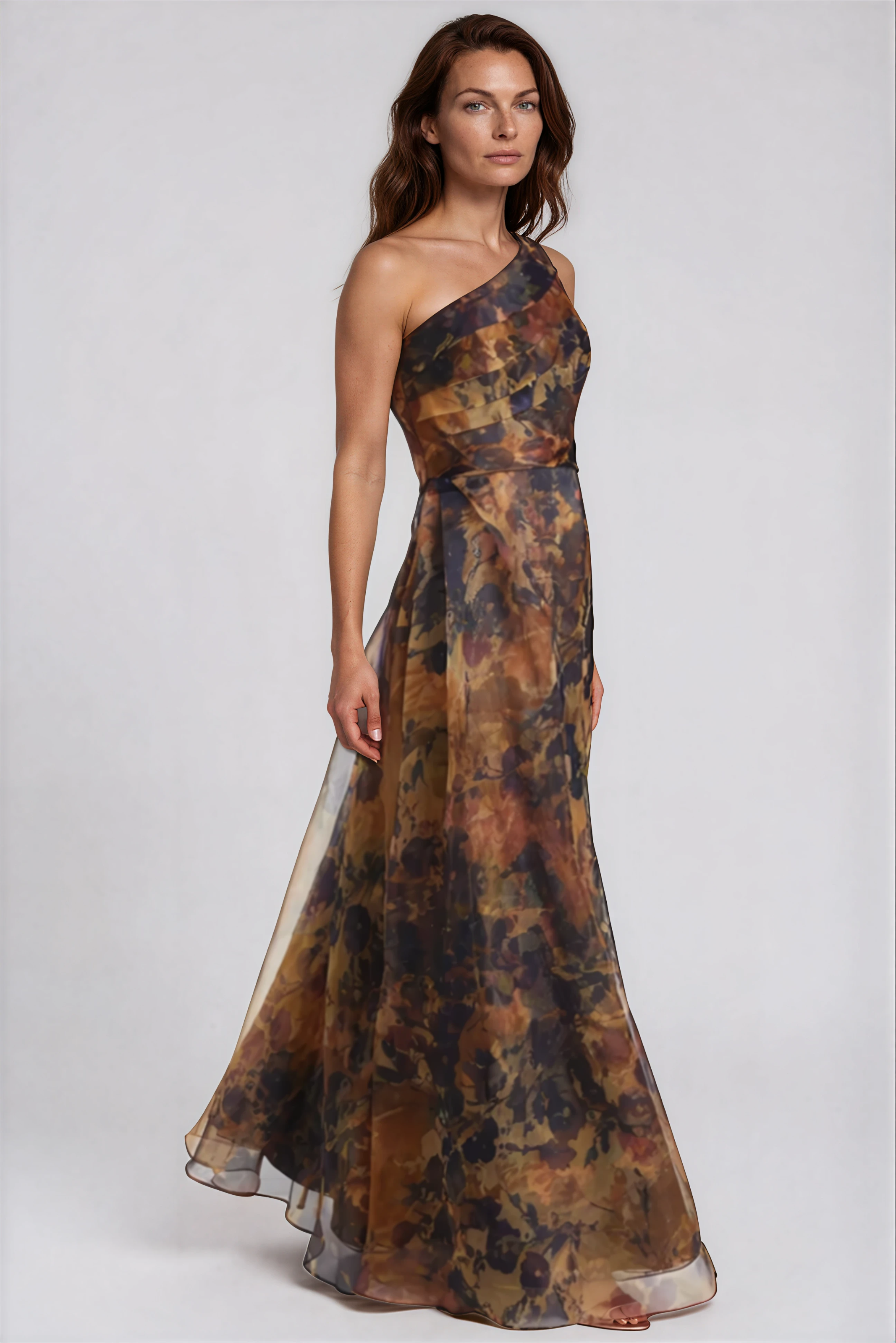 One Shoulder A-line Organza Gown Gown Rene Ruiz Collection