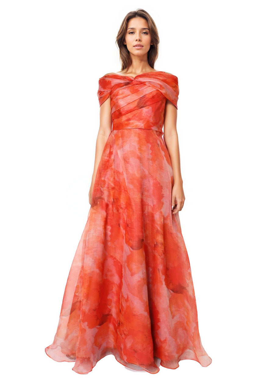 Twisted Off-The-Shoulder Organza Gown Gown Rene Ruiz Collection