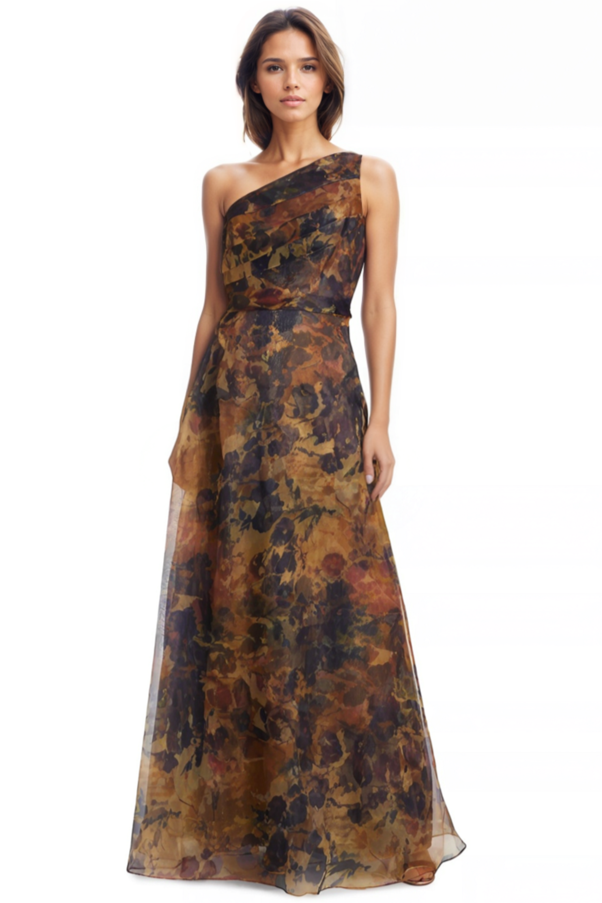 One Shoulder A-line Organza Gown Gown Rene Ruiz Collection