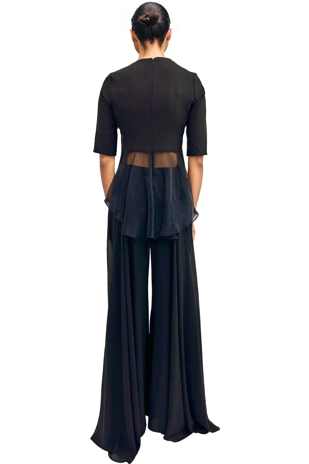3/4 Sleeve Crepe and Chiffon Top