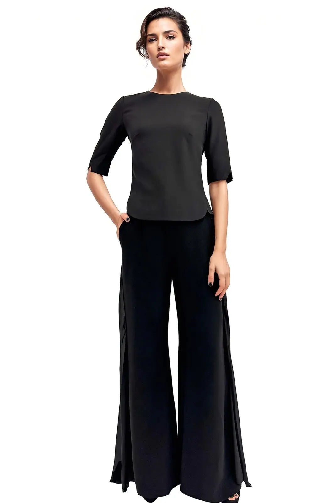 3/4 Sleeve Crepe and Chiffon Top