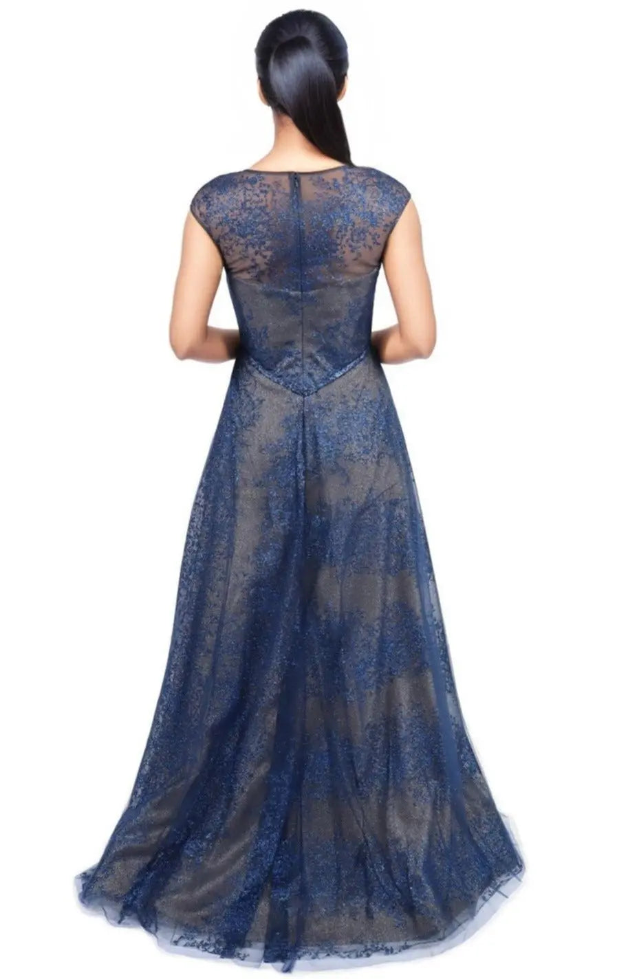 Cap Sleeve Illusion Gown