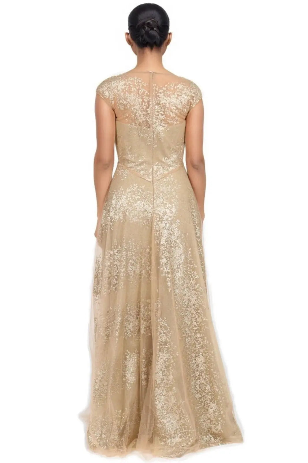 Cap Sleeve Illusion A-Line Gown Gown Rene Ruiz Collection