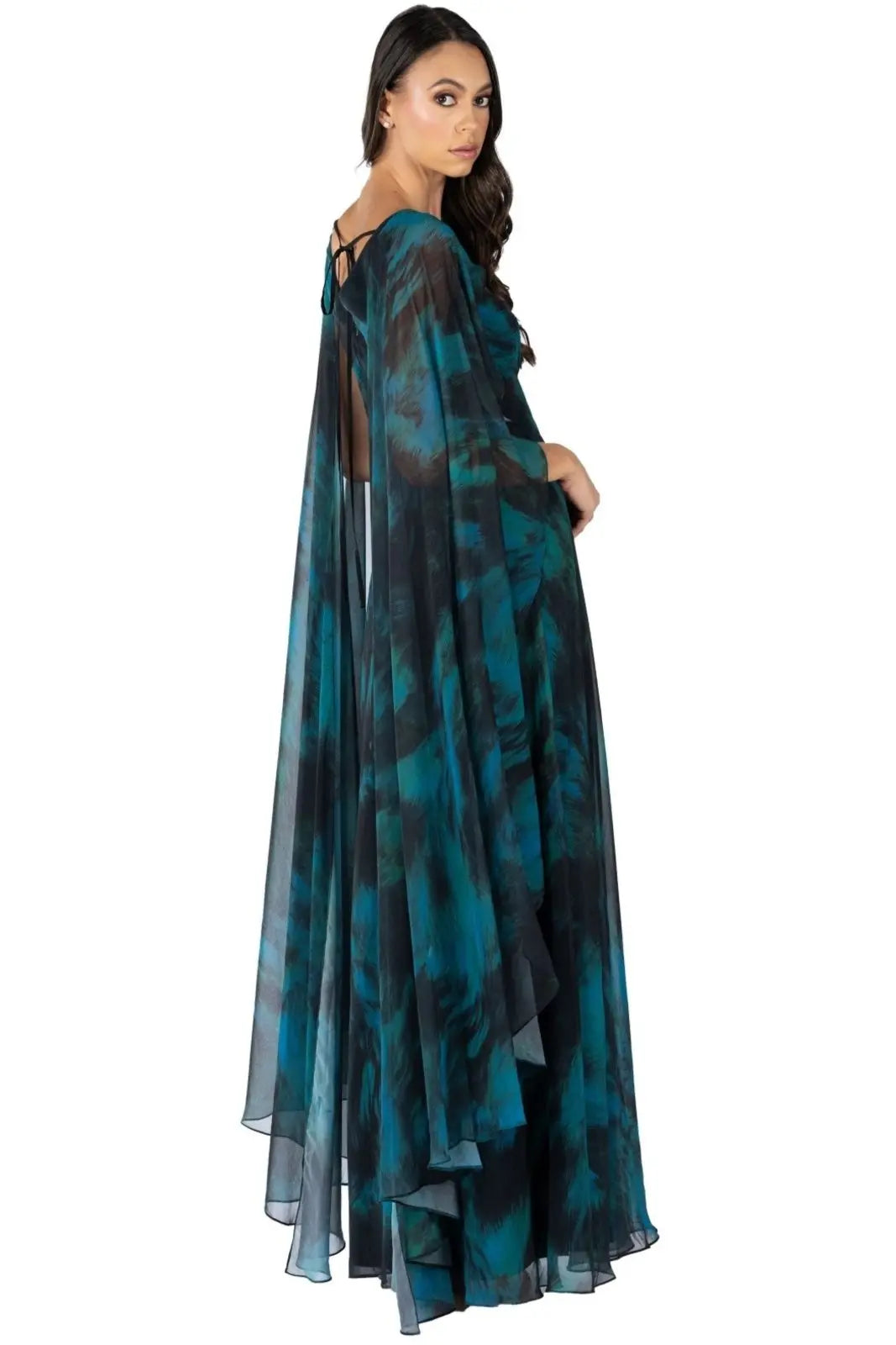 Chiffon Cape Gown Gown Rene Ruiz Collection