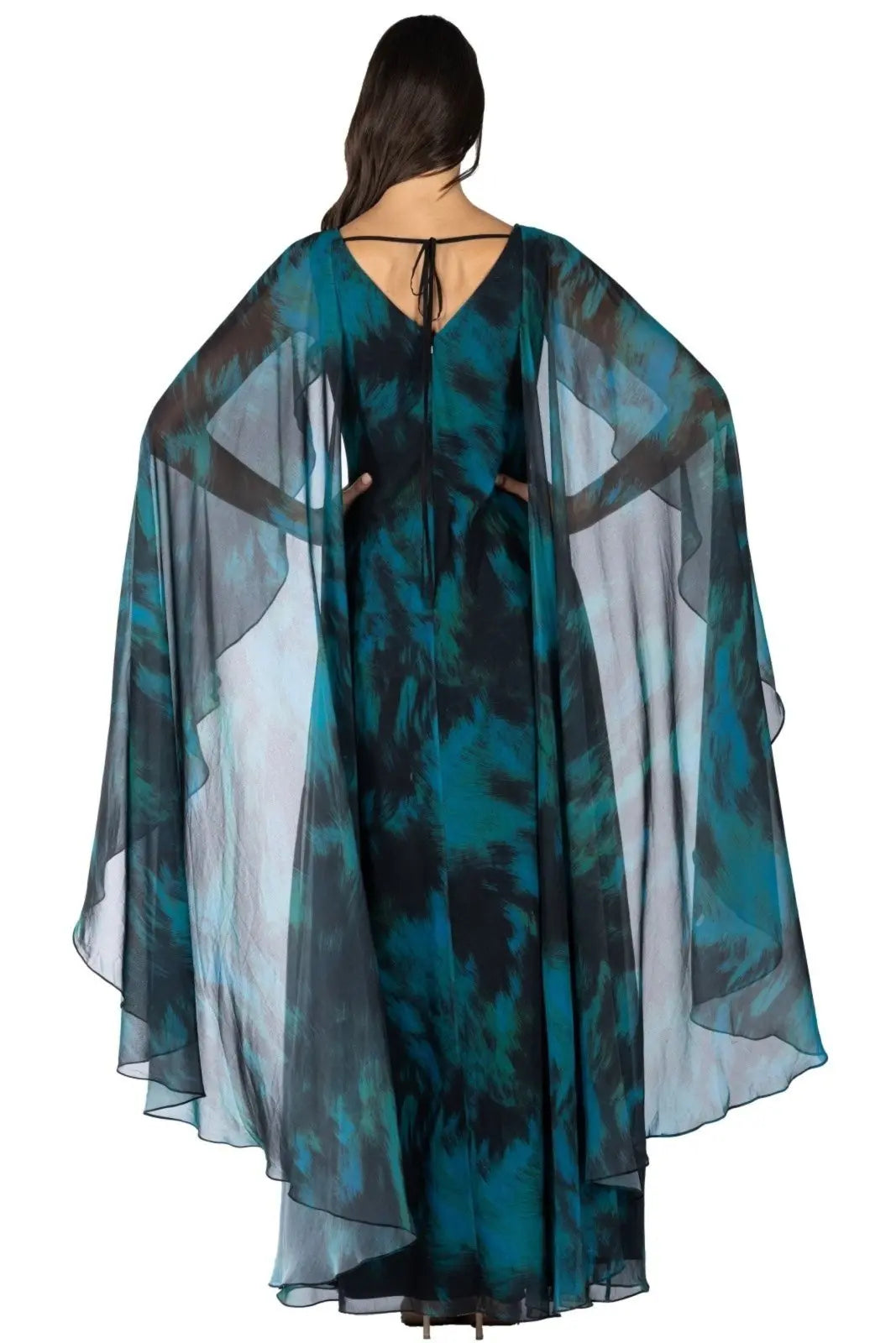 Chiffon Cape Gown Gown Rene Ruiz Collection