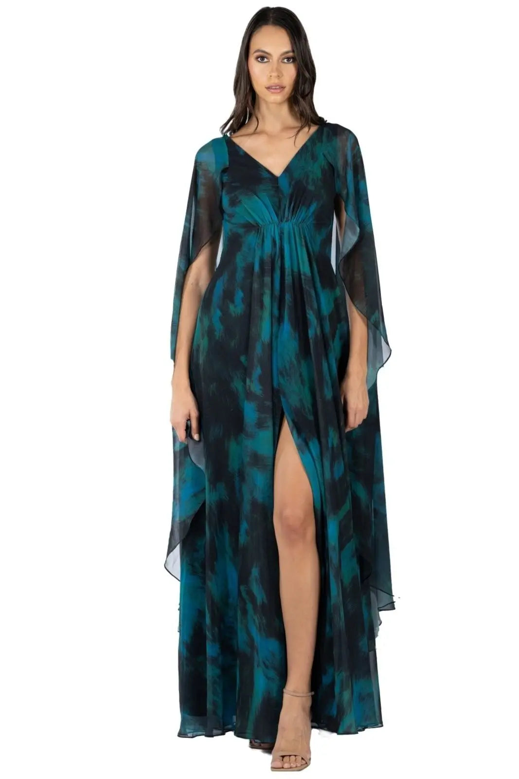 Chiffon Cape Gown Gown Rene Ruiz Collection 2 Multi