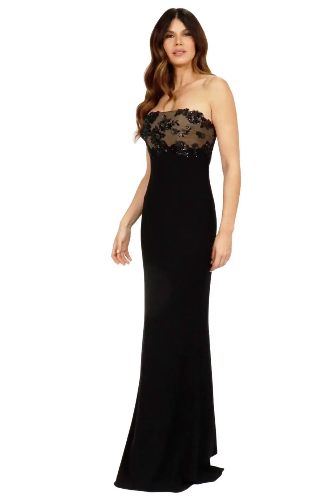 Crepe Gown with Detachable Cape Gown Rene Ruiz Collection