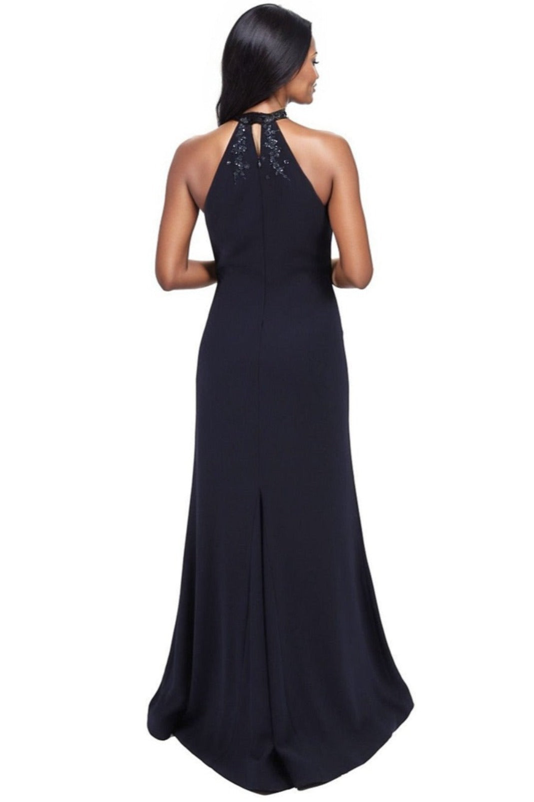 Halter Crepe Gown with 3D Appliques