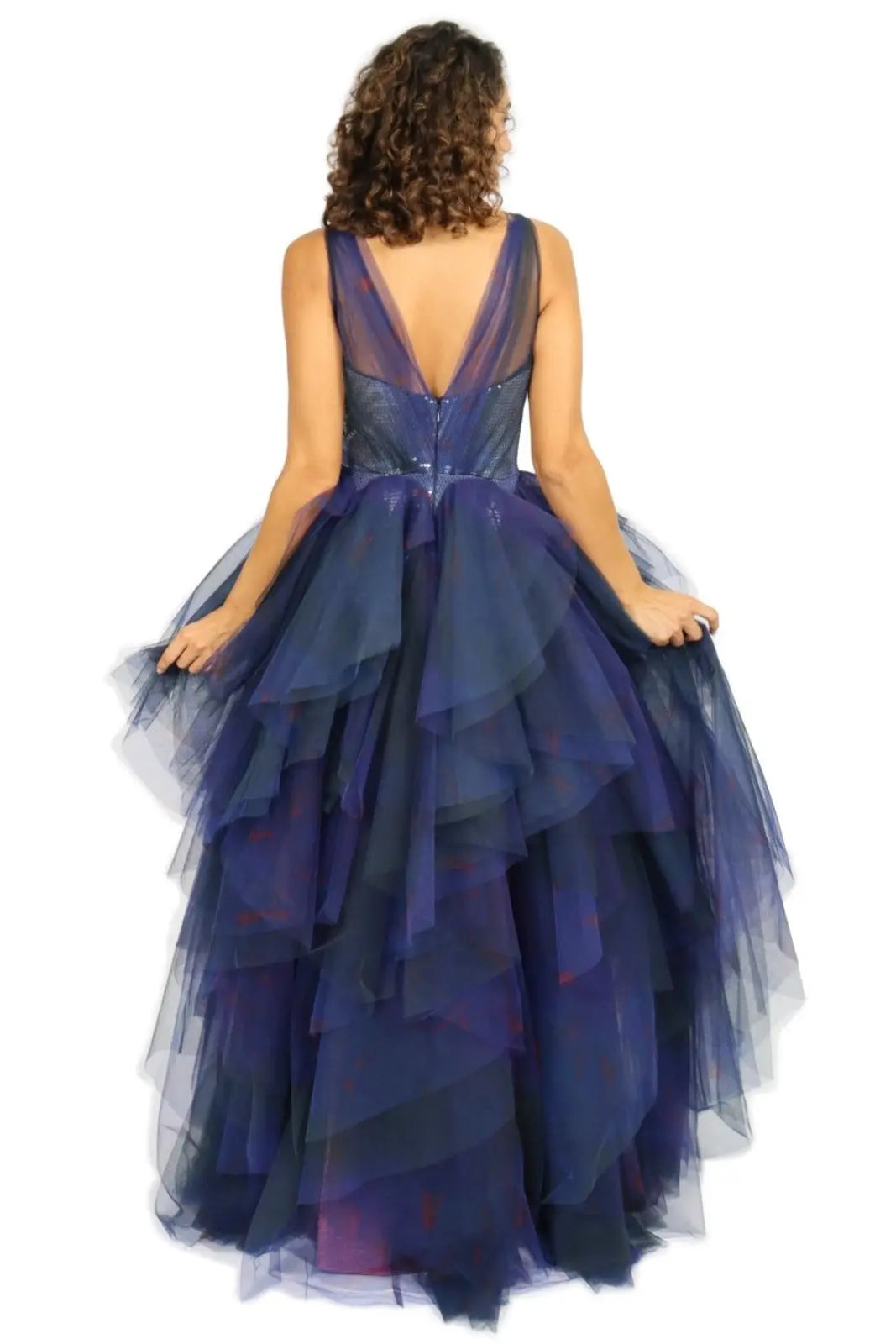 Hand Draped Ruffle Gown