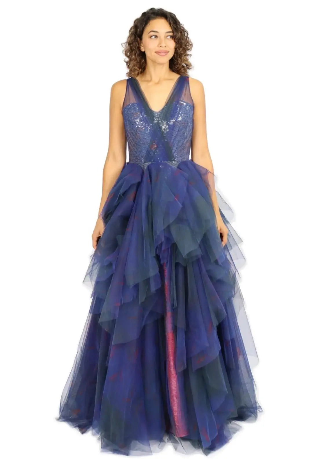Hand Draped Ruffle Gown