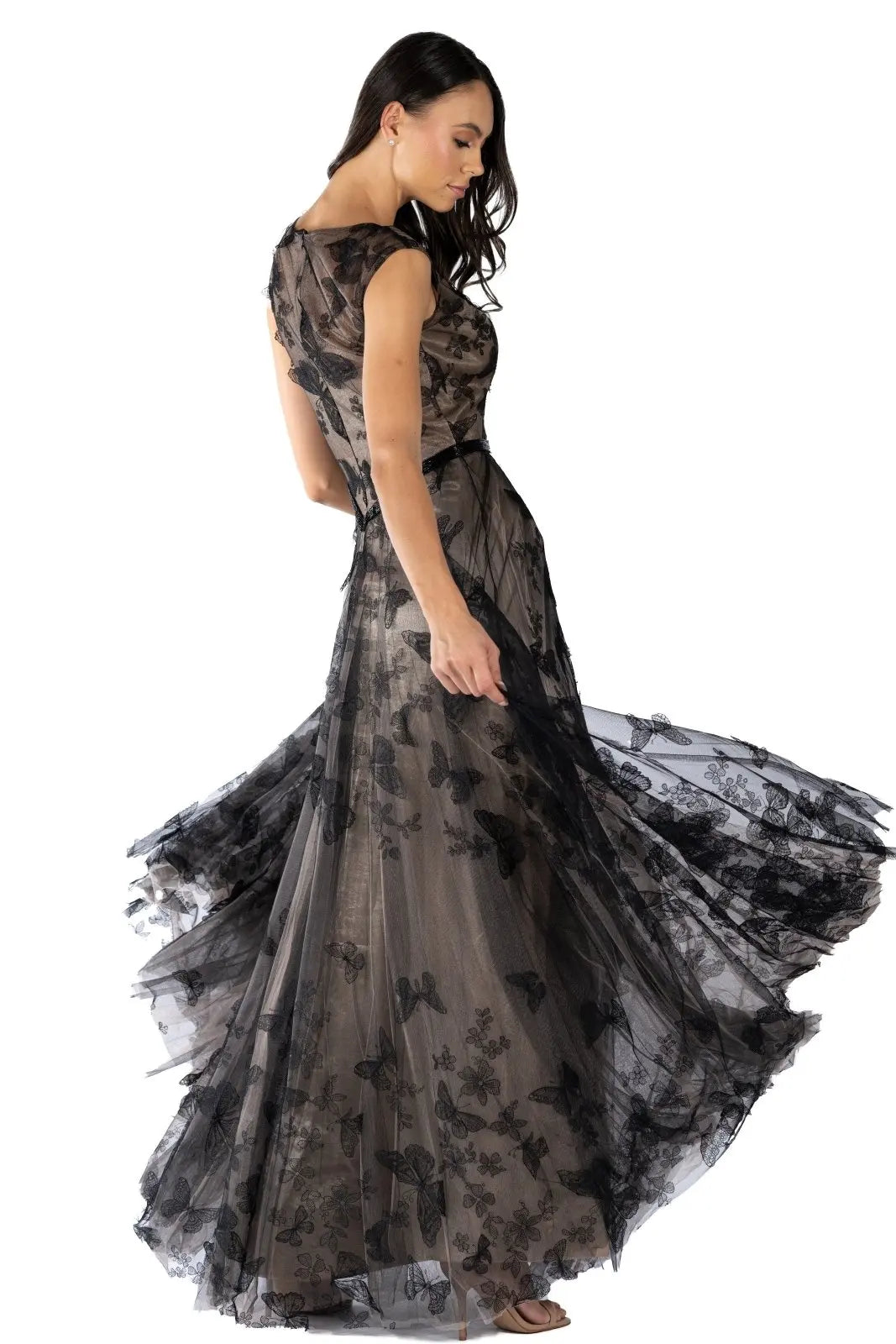 Illusion A-line Embroidered Gown Gown Rene Ruiz Collection