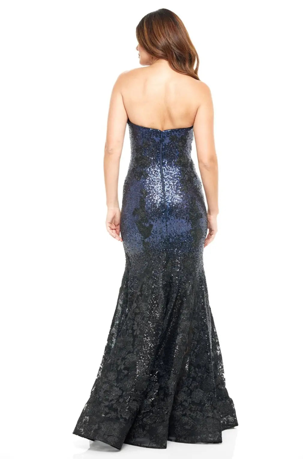 Strapless Sequin Gown Gown Rene Ruiz Collection