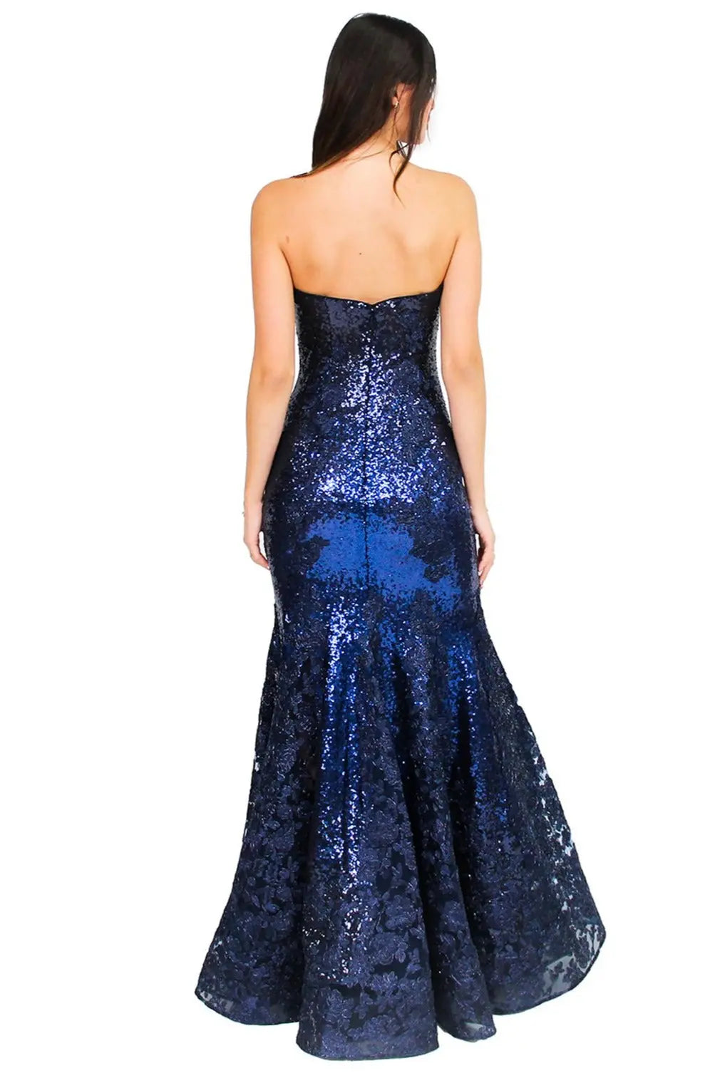 Strapless Sequin Gown Gown Rene Ruiz Collection