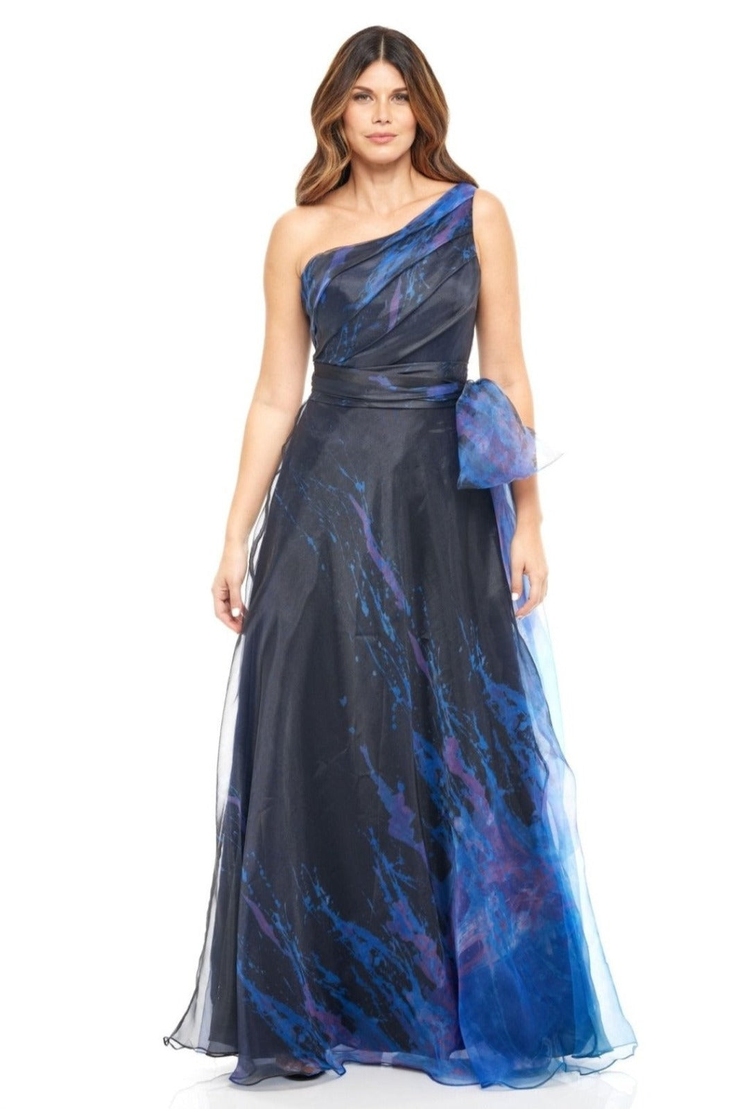 One Shoulder Organza A-Line Gown Gown Rene Ruiz Collection