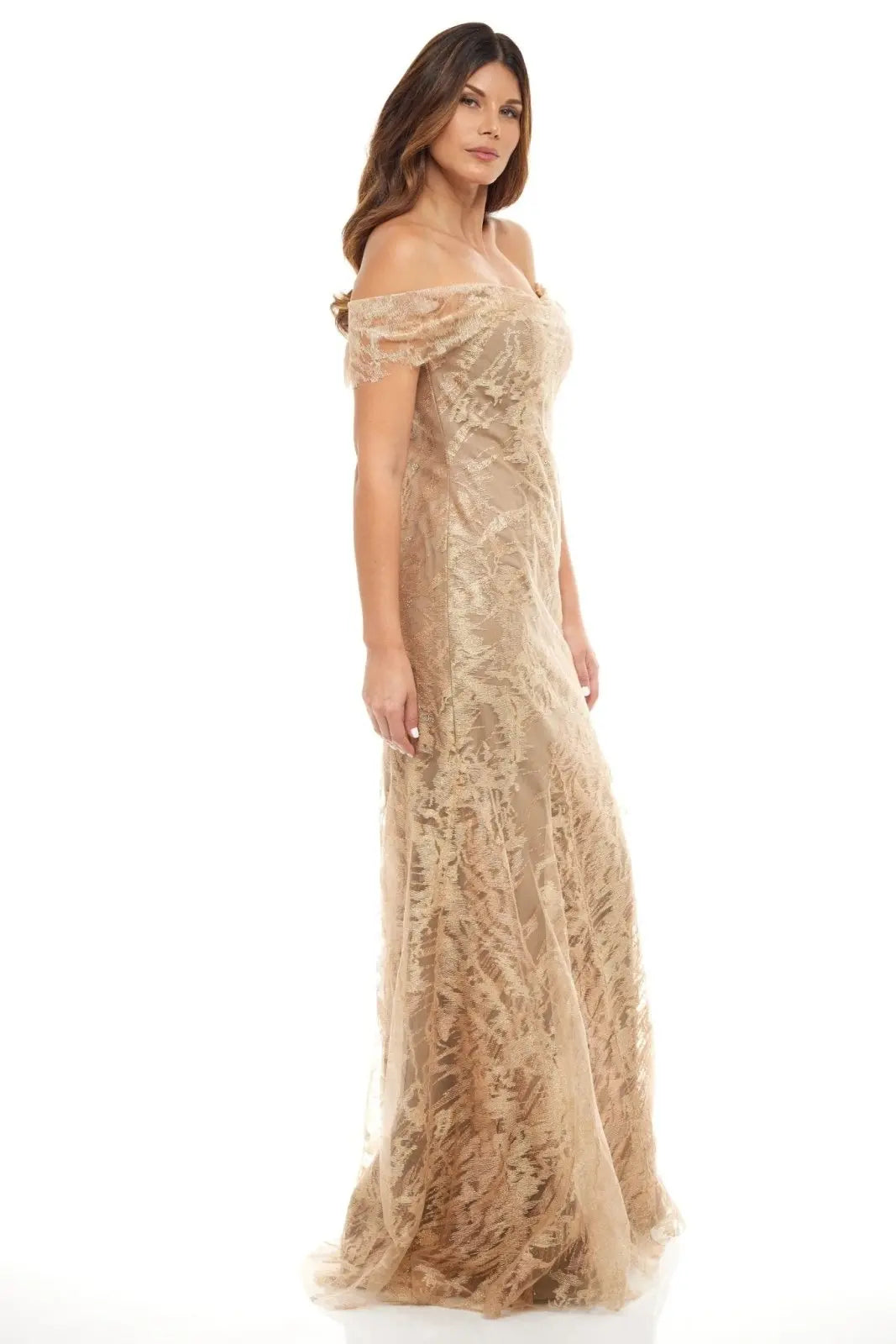 Off the Shoulder Fit and Flare Gown
