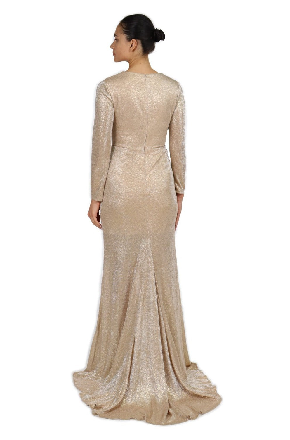 Long Sleeve Draped Gown Gown Rene Ruiz Collection