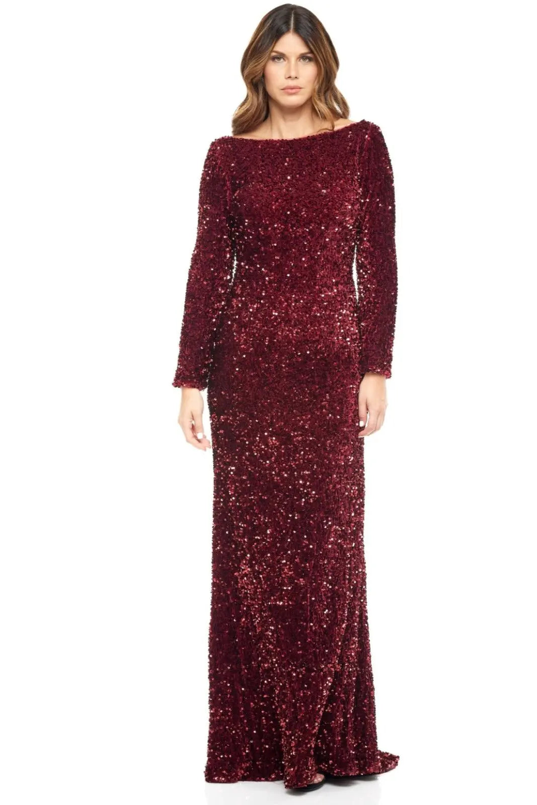 Long Sleeve Gown Gown Rene Ruiz Collection 2 Red