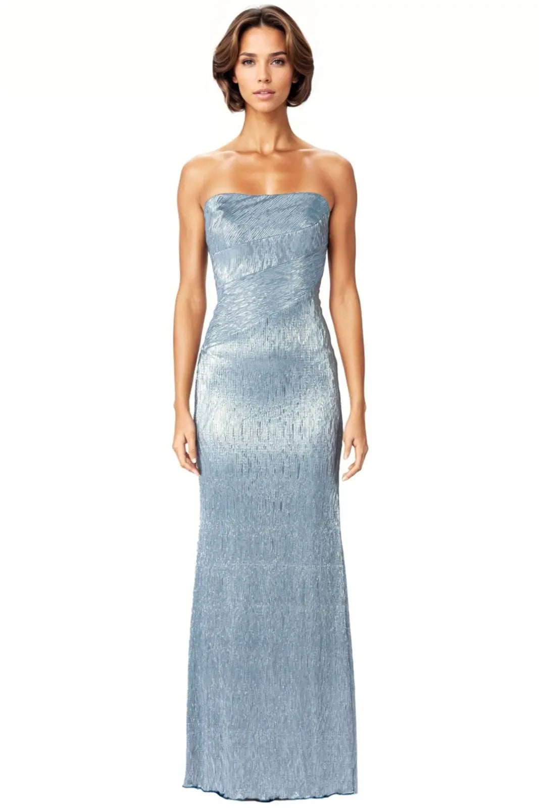 Metallic Strapless Gown