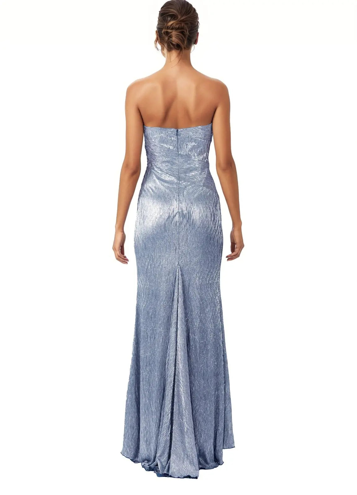 Metallic Strapless Gown Gown Rene Ruiz Collection