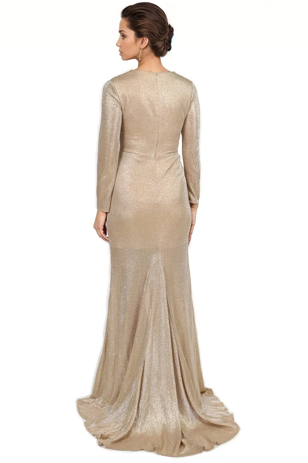 Metallic Twisted Front Mermaid Gown Gown Rene Ruiz Collection