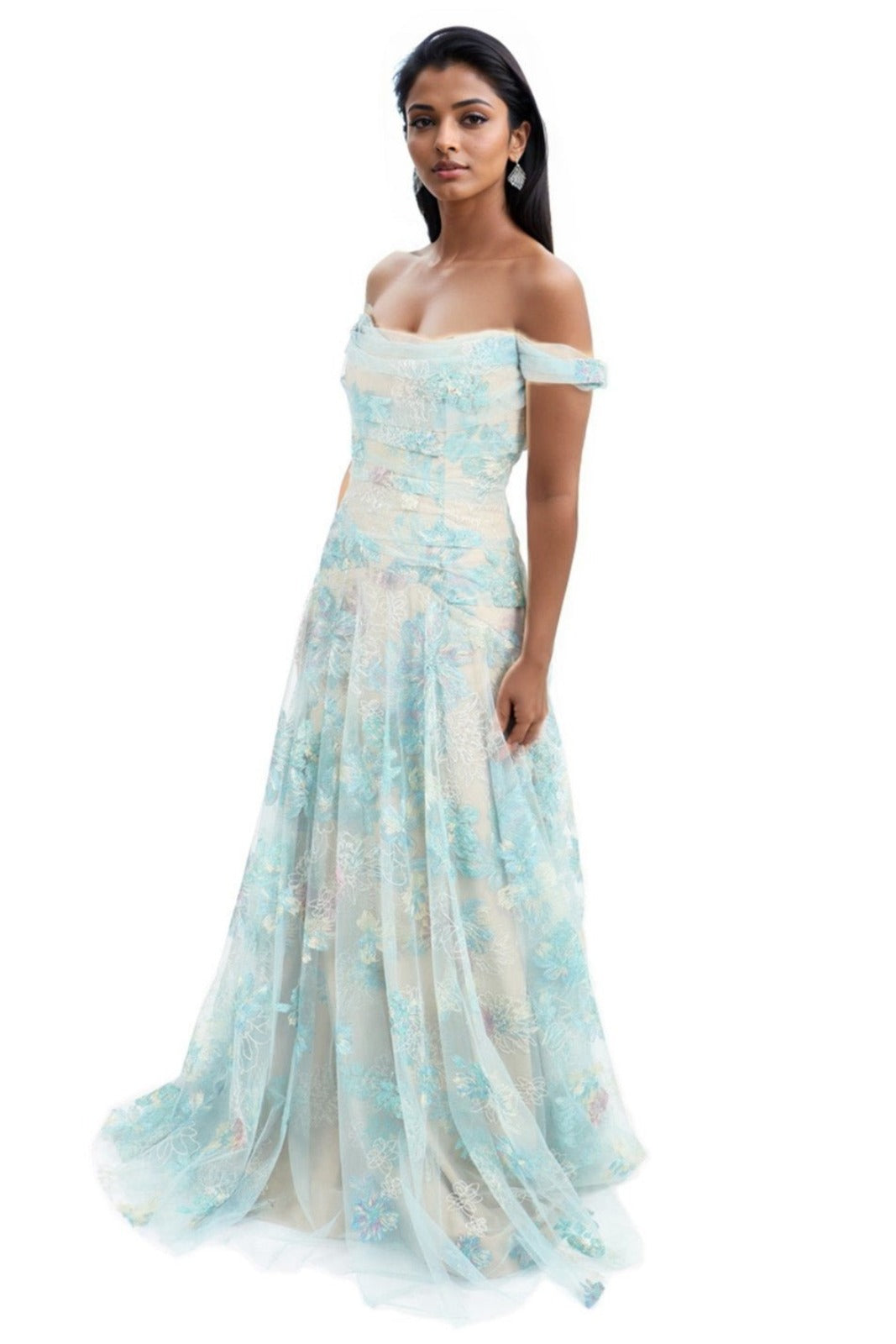 Off The Shoulder A-Line Gown