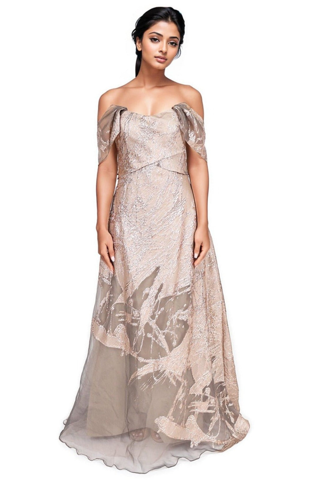 Off The Shoulder A-Line Gown Gown Rene Ruiz Collection