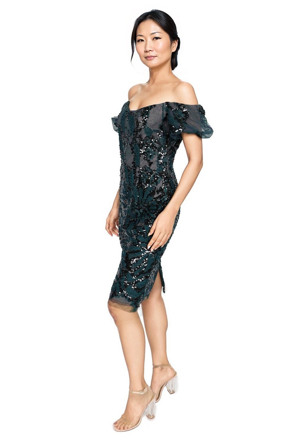 Off The Shoulder Beaded Cocktail