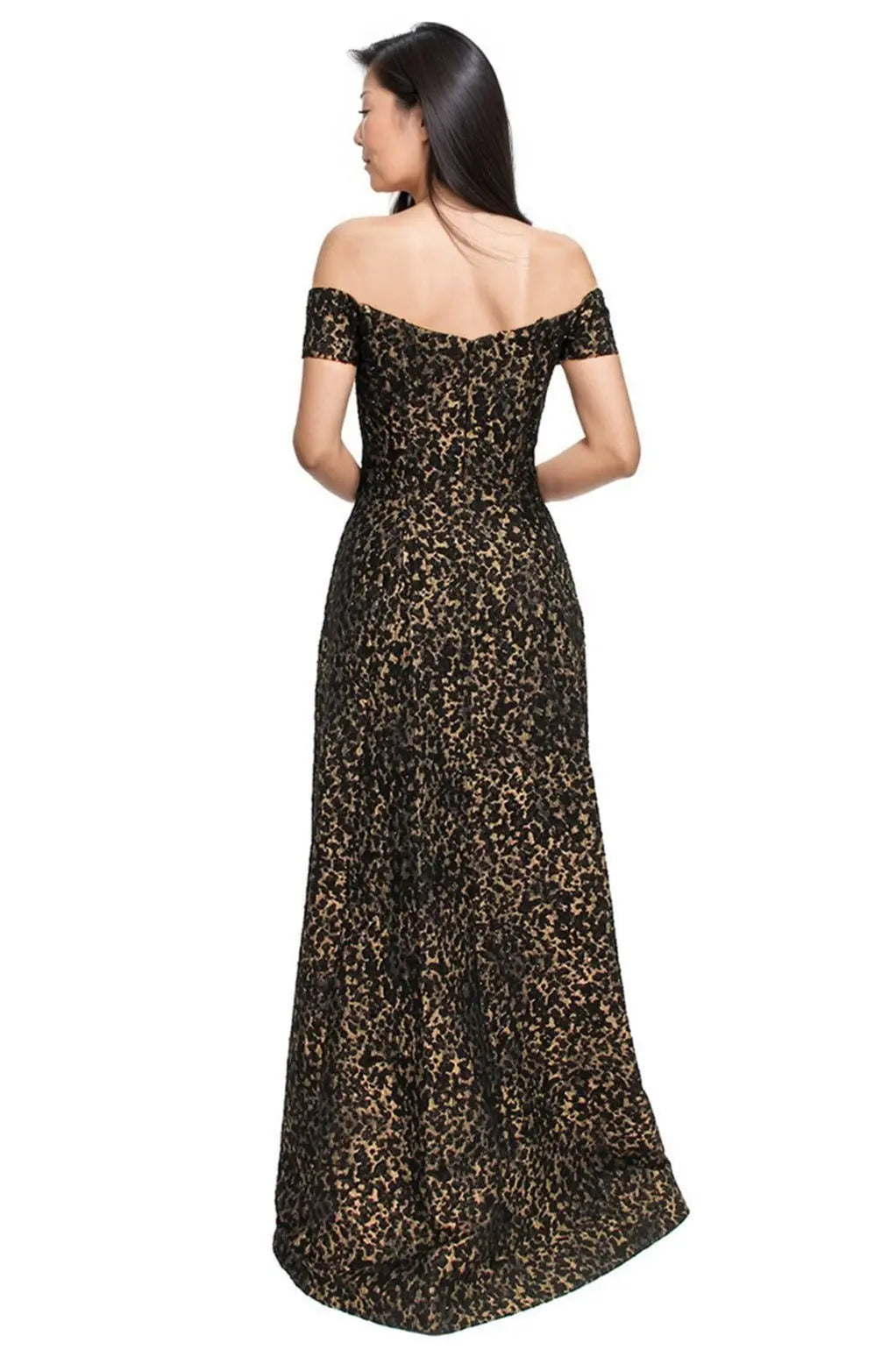 Off The Shoulder Brocade Gown Gown Rene Ruiz Collection