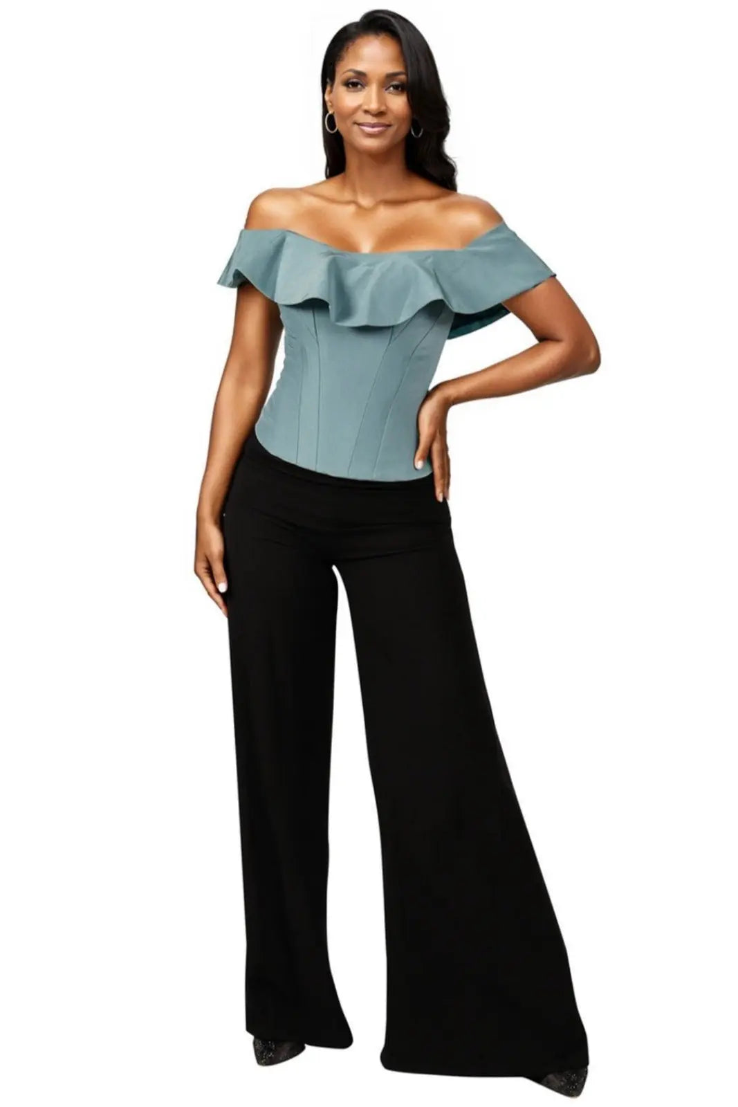 Off The Shoulder Bustier Top Rene Ruiz Collection 2 Aqua