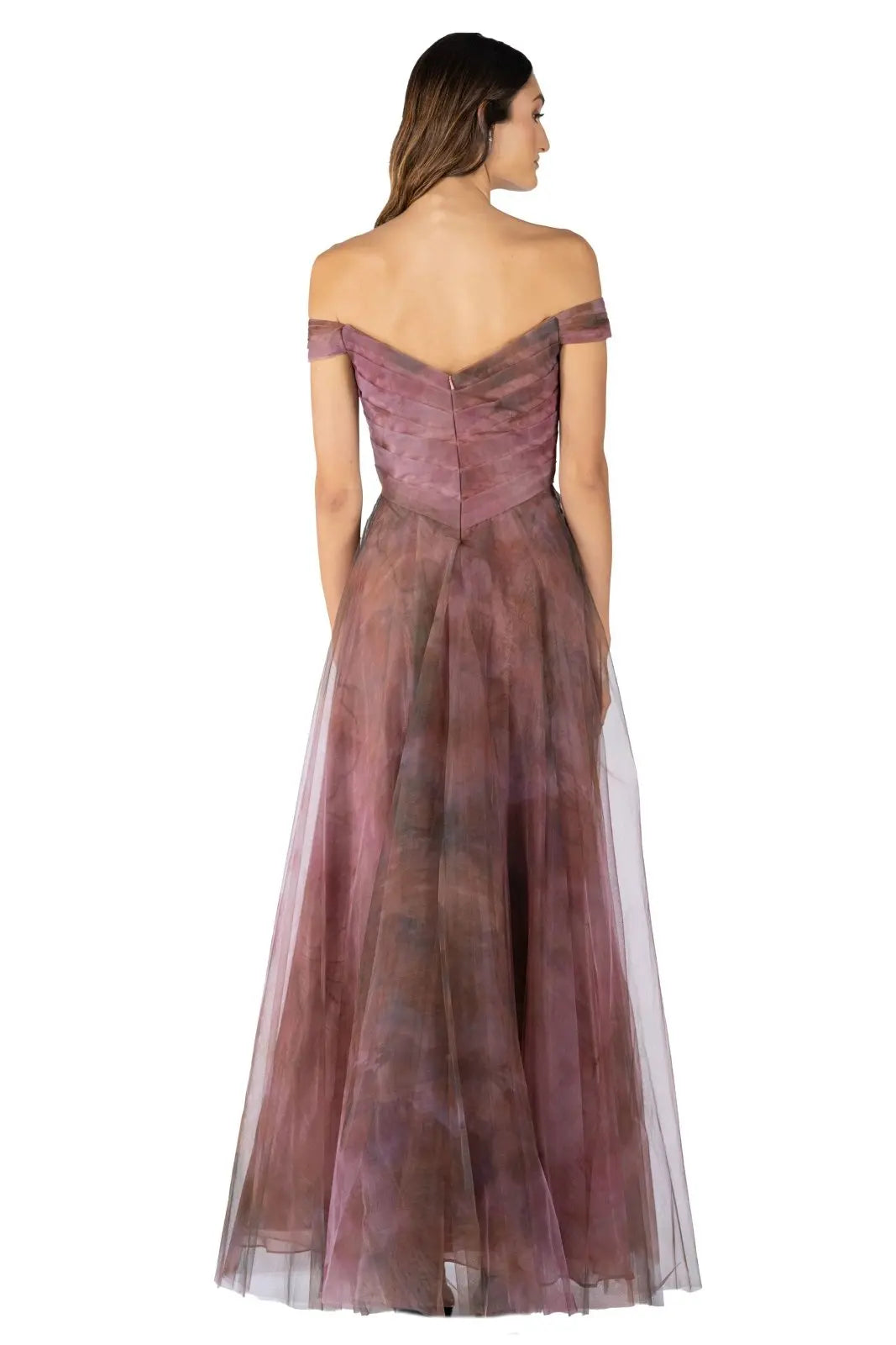 Off The Shoulder Draped A-Line Gown Gown Rene Ruiz Collection