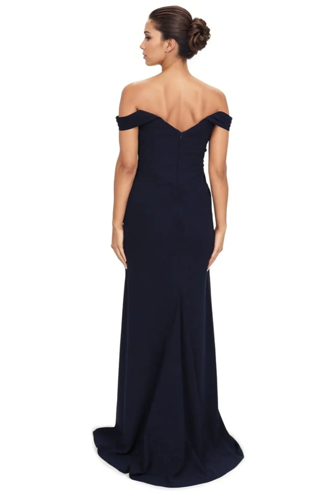 Off The Shoulder Draped Gown Gown Rene Ruiz Collection