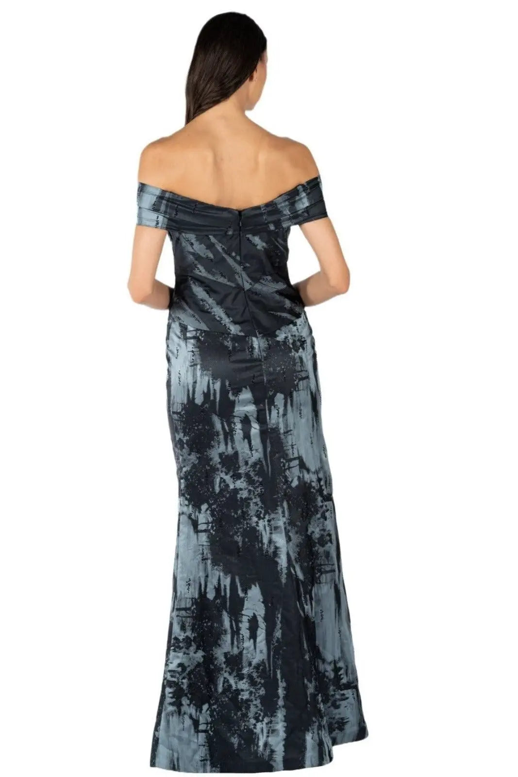 Off The Shoulder Draped Gown Gown Rene Ruiz Collection