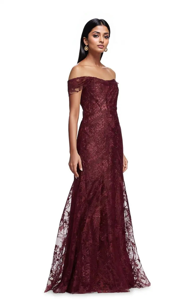 Off the Shoulder Fit and Flare Gown