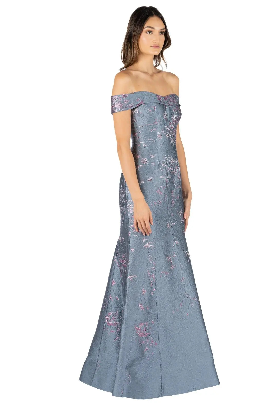 Off The Shoulder Fit and Flare Gown Gown Rene Ruiz Collection