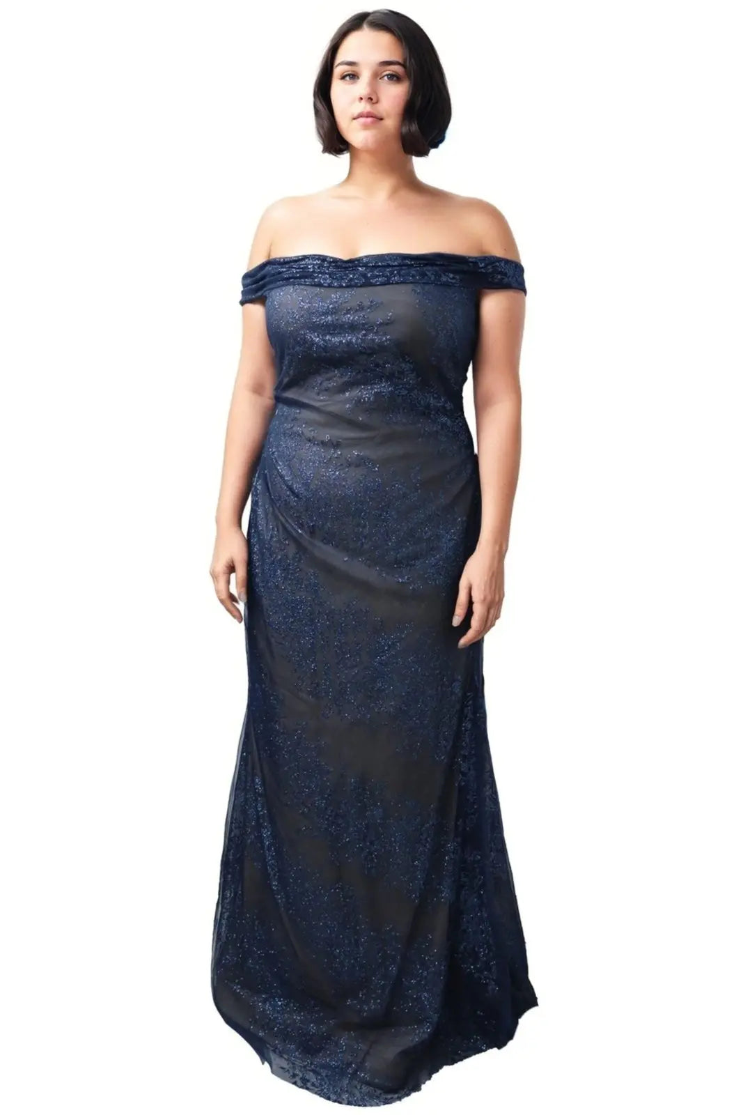 Off The Shoulder Glitter Tulle Gown Rene Ruiz Collection