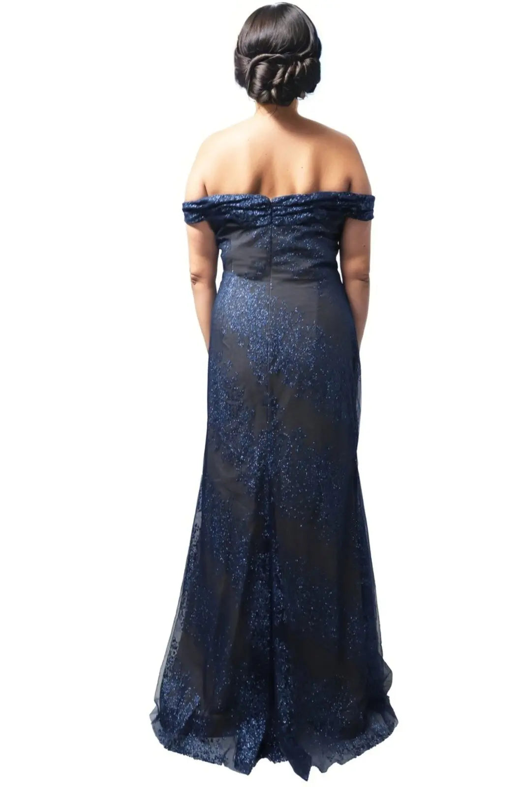 Off The Shoulder Glitter Tulle Gown Rene Ruiz Collection