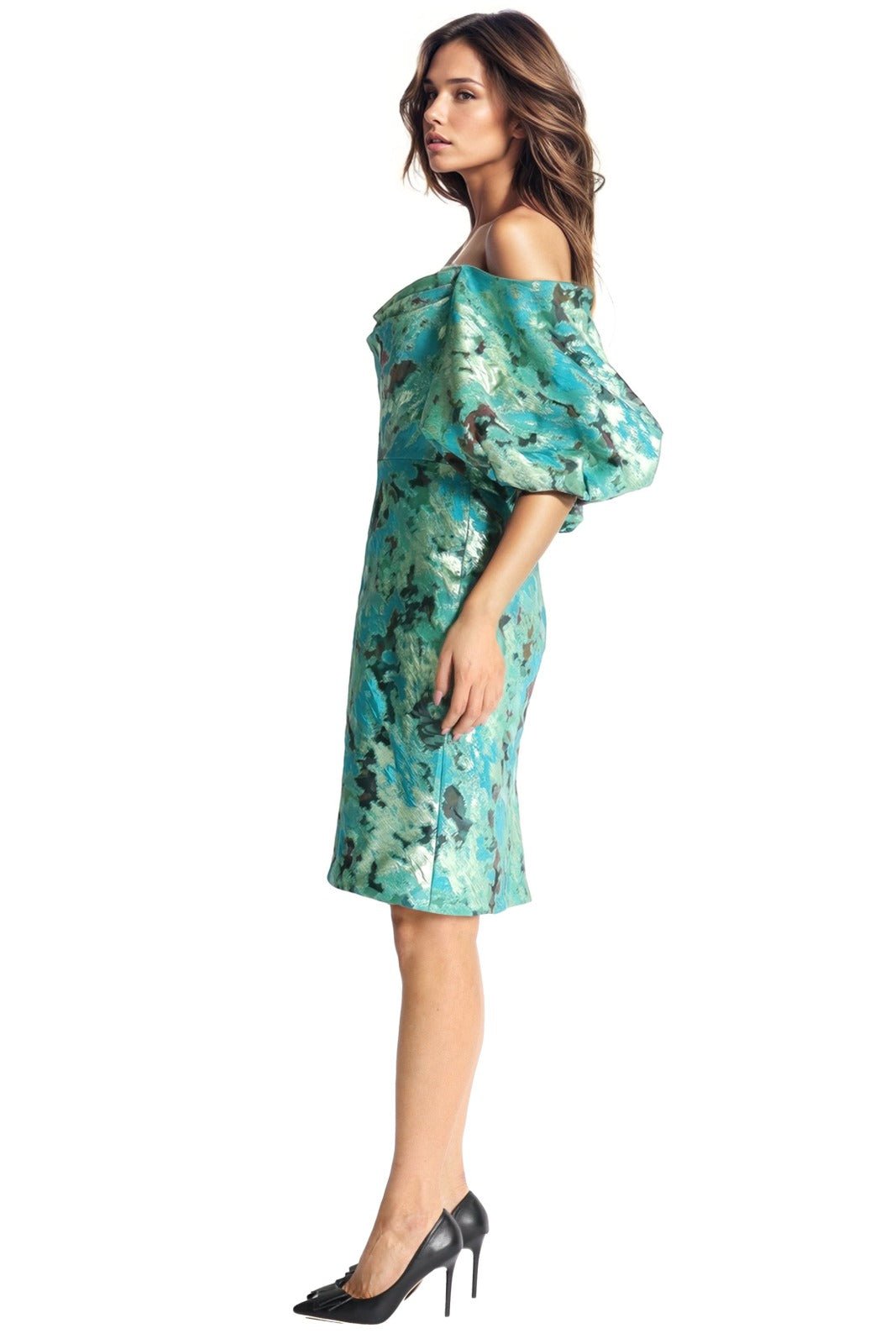 Off The Shoulder Puff Sleeve Fil Coupe Cocktail Cocktail Rene Ruiz Collection