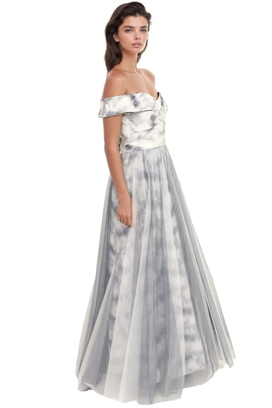 Off The Shoulder Tiered Gown Gown Rene Ruiz Collection