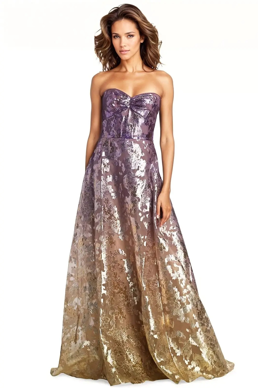 Ombré Fil Coupe Strapless Gown Gown Rene Ruiz Collection