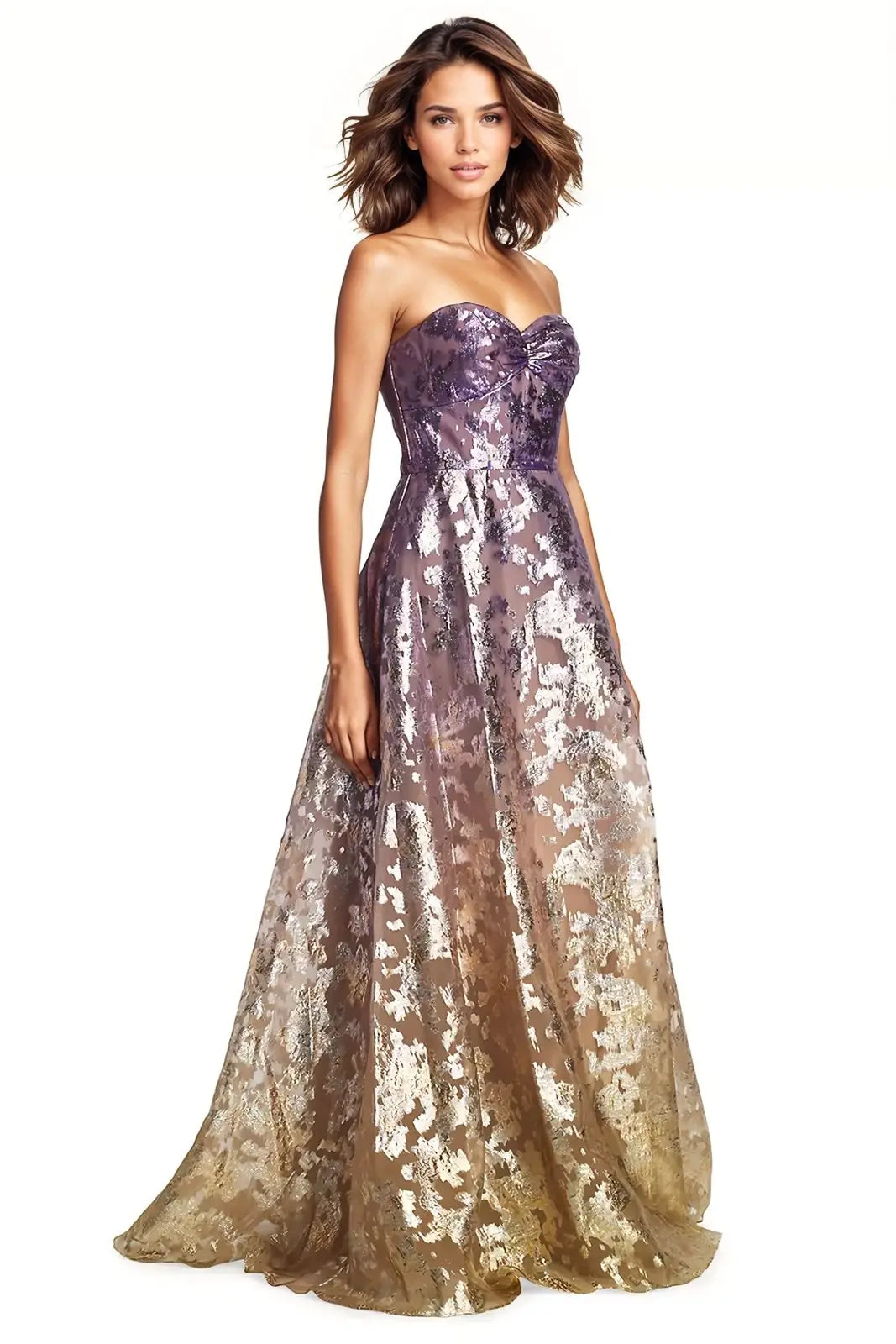 Ombré Fil Coupe Strapless Gown Gown Rene Ruiz Collection